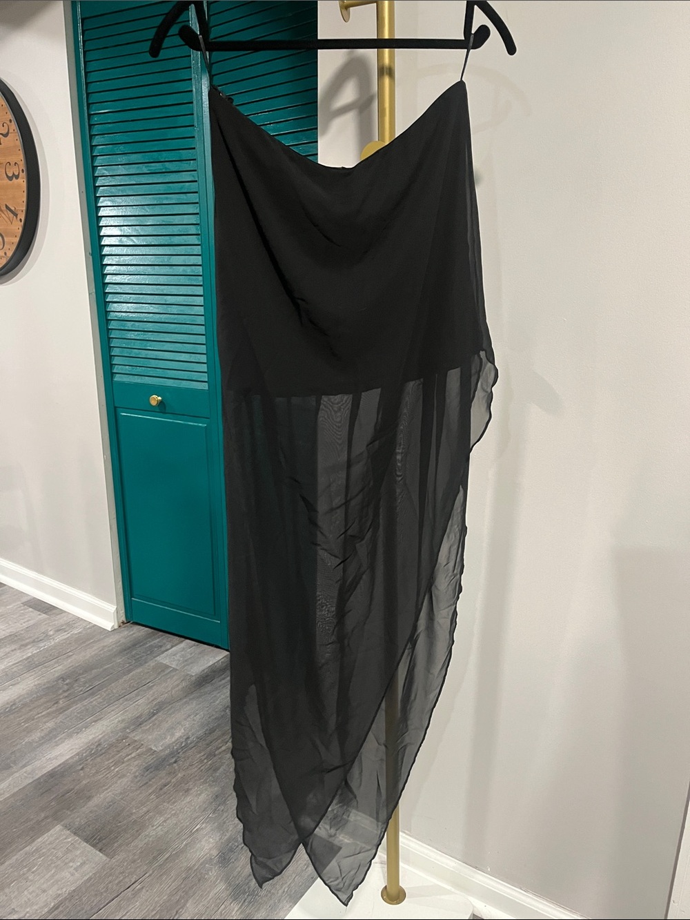 ZARA STRAPLESS LONG SHEER TOP BLACK - M - Picture 9 of 10